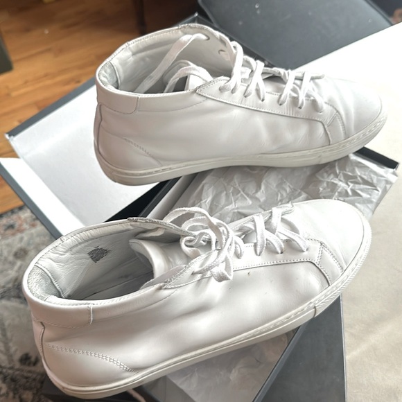 White not “off white” High top REAL LEATHER sneaker